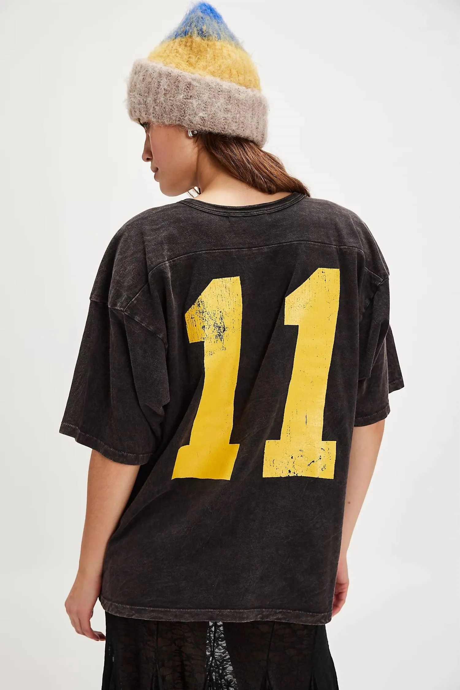11 Oversized Jersey Tee In Washed Black