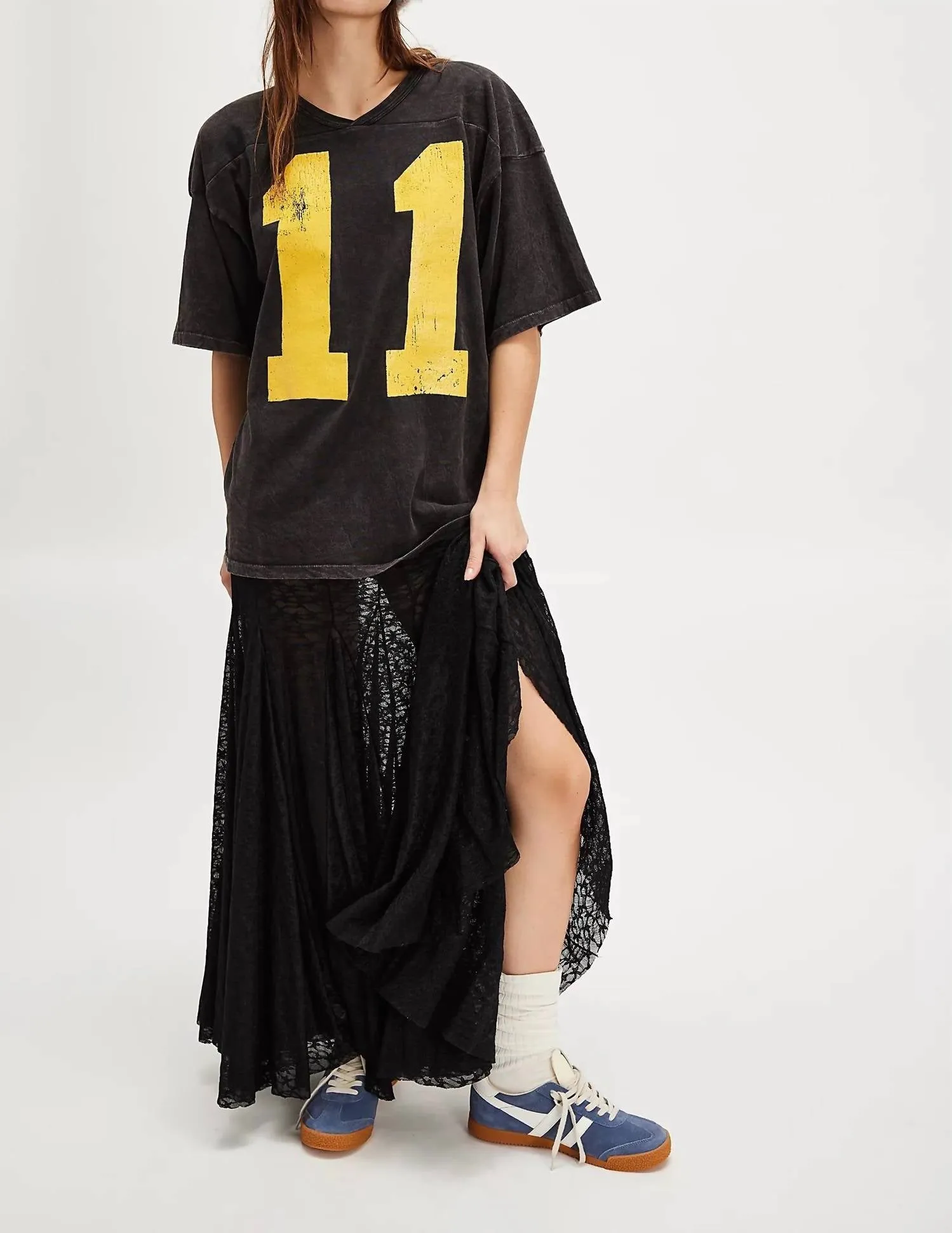 11 Oversized Jersey Tee In Washed Black