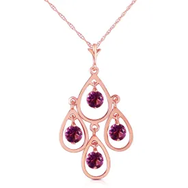 14K Solid Rose Gold Purple Amethyst Jewelry Necklace