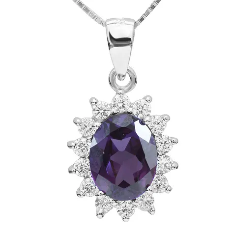 3 Carat Handcrafted Alexandrite Pendant with Silver Plated Chain