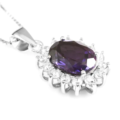 3 Carat Handcrafted Alexandrite Pendant with Silver Plated Chain