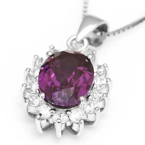 3 Carat Handcrafted Alexandrite Pendant with Silver Plated Chain