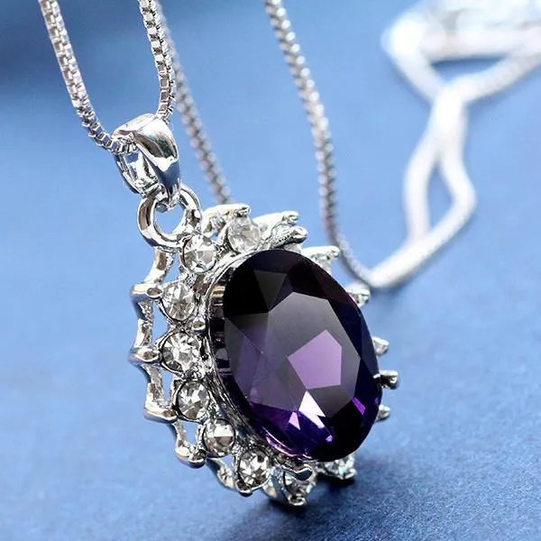 3 Carat Handcrafted Alexandrite Pendant with Silver Plated Chain