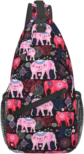 African Ethnic Elephant Sling Backpack for Women Men Fashion Crossbody Shoulder Bag Sling Backpack Chest Bag Travel Hiking Casual Sport Daypack