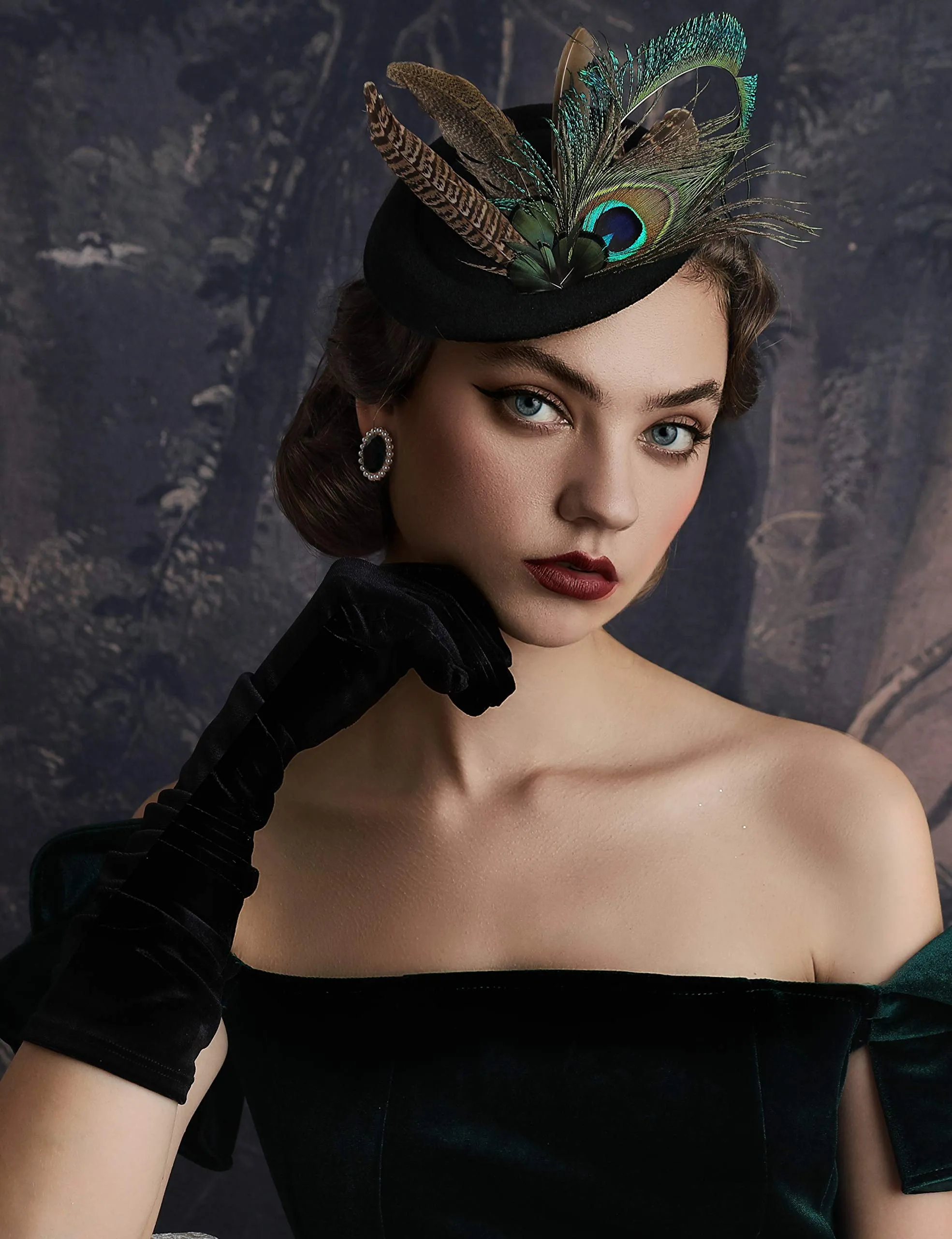 BABEYOND Fascinators Hat Derby Pillbox Hat Cocktail Tea Party Feather Headband Black