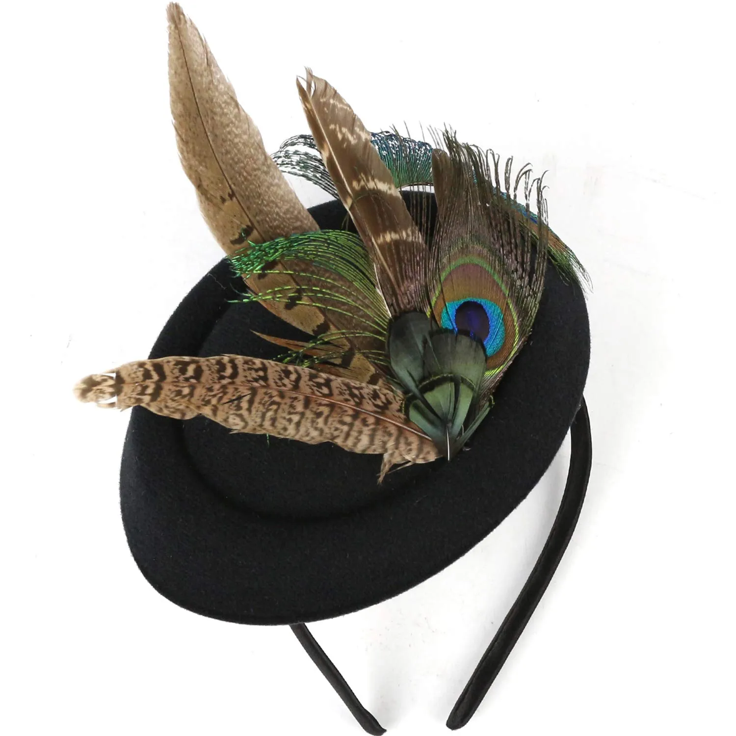 BABEYOND Fascinators Hat Derby Pillbox Hat Cocktail Tea Party Feather Headband Black