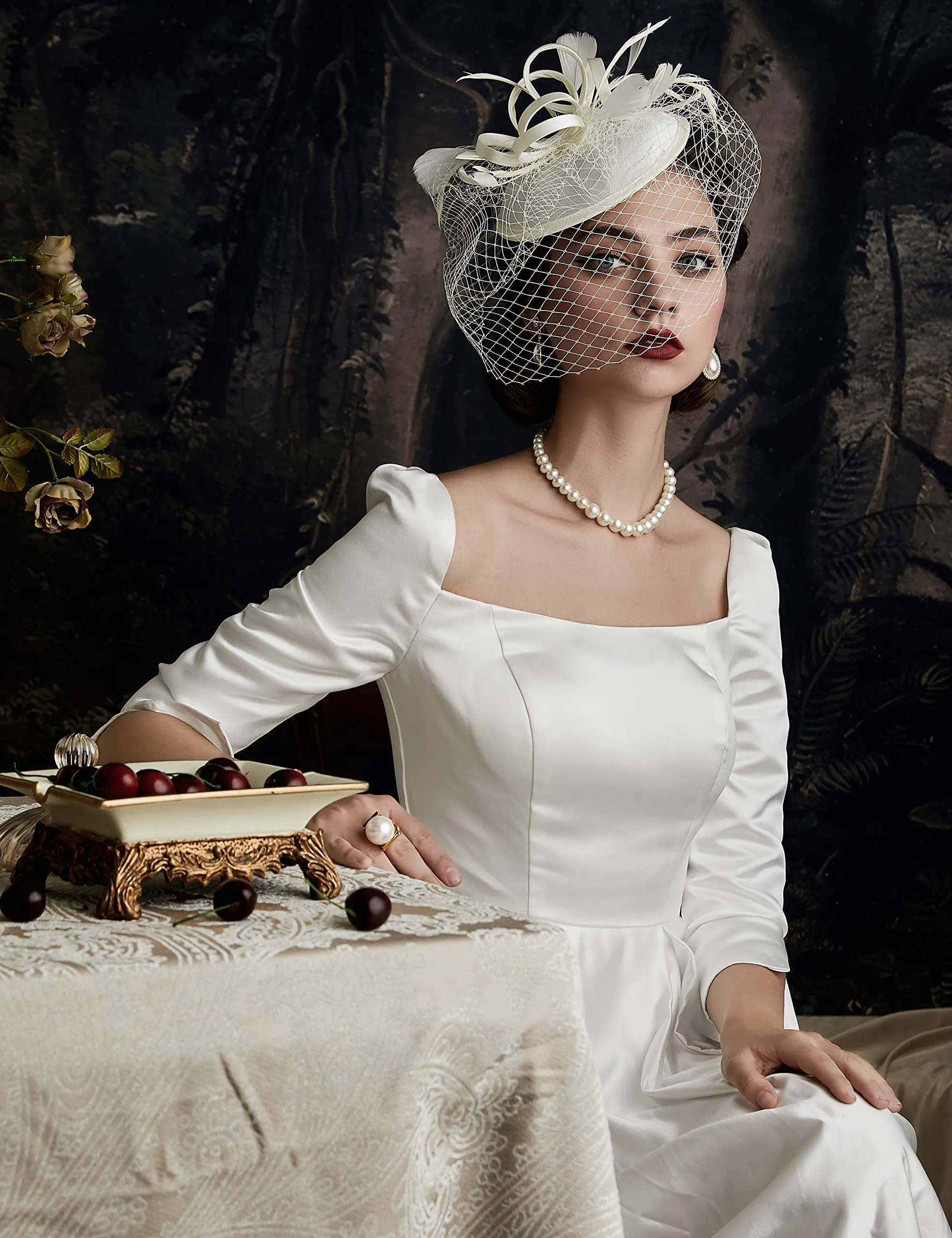 BABEYOND Tea Party Fascinator Hat Veil Kentucky Derby Fascinator Headband Pillbox Fascinators Hat for Cocktail Beige