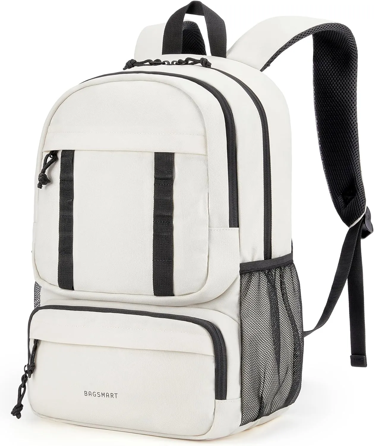 BAGSMART Laptop Backpack, College Backpack with 15.6" Laptop Sleeve, Ergonomic Travel Bookbag Daypack with Lightweight Multi-Compartment, Computer Backpacks for Men Women, Beige