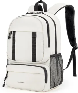 BAGSMART Laptop Backpack, College Backpack with 15.6" Laptop Sleeve, Ergonomic Travel Bookbag Daypack with Lightweight Multi-Compartment, Computer Backpacks for Men Women, Beige