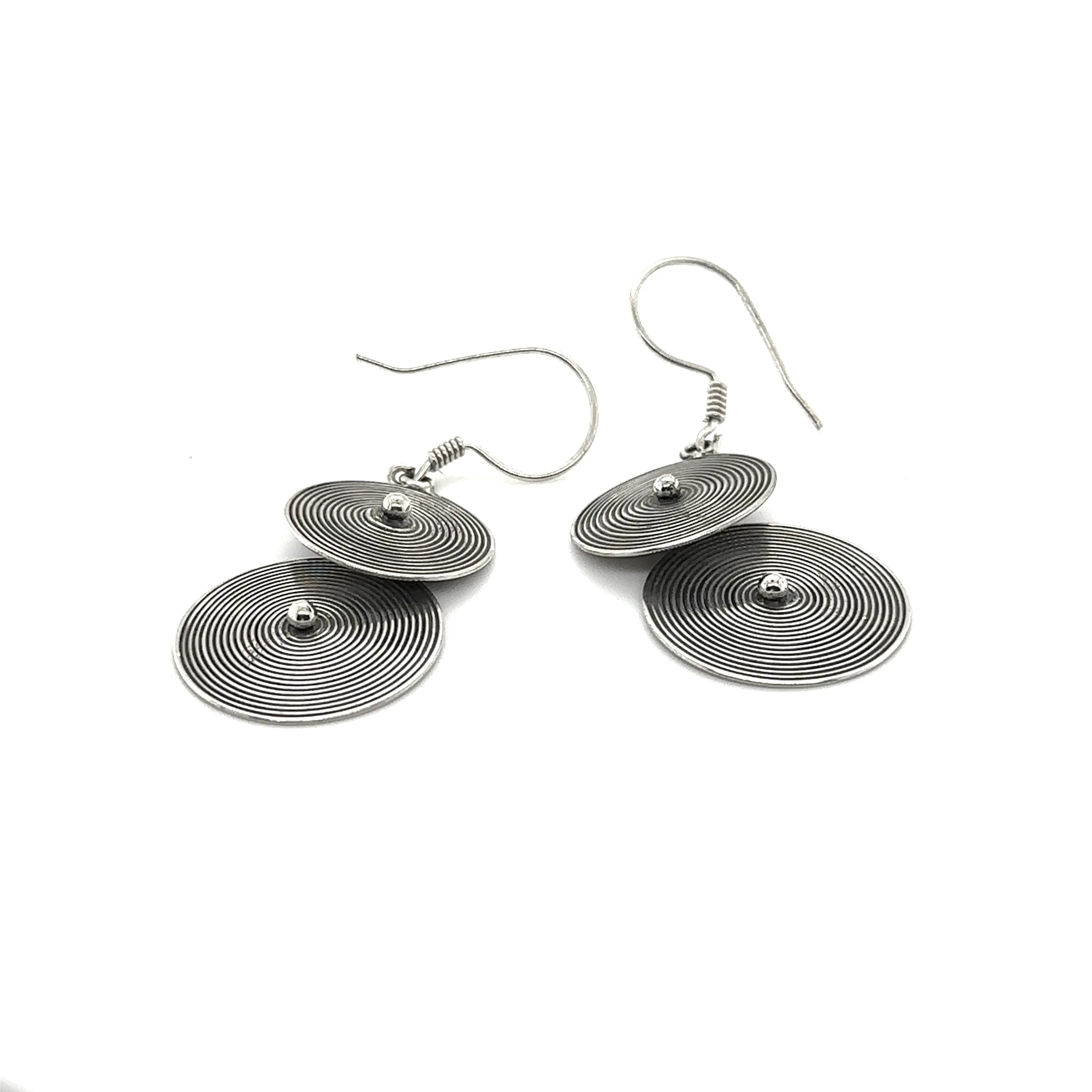 Bali Earrings with Two Spiral Disks