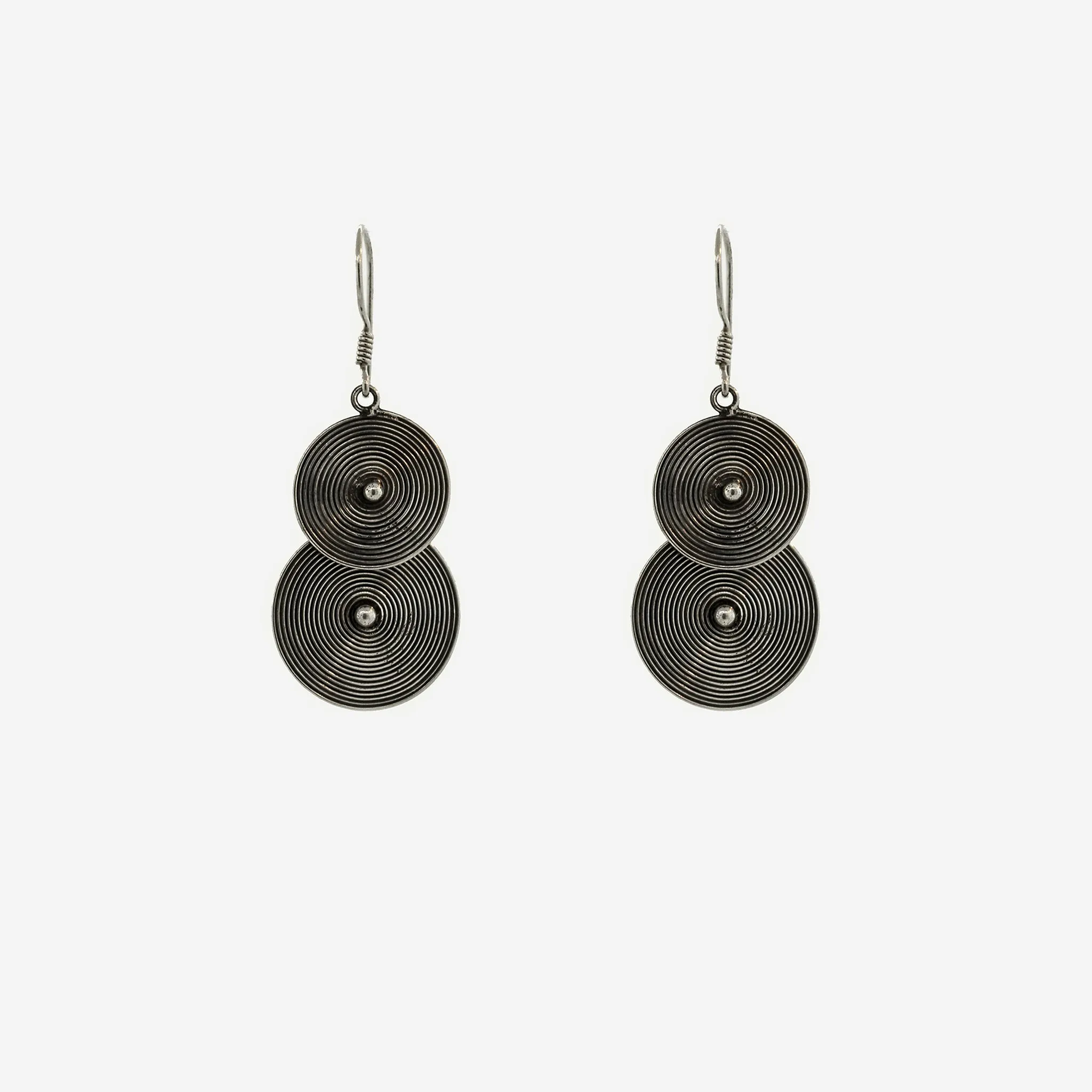 Bali Earrings with Two Spiral Disks