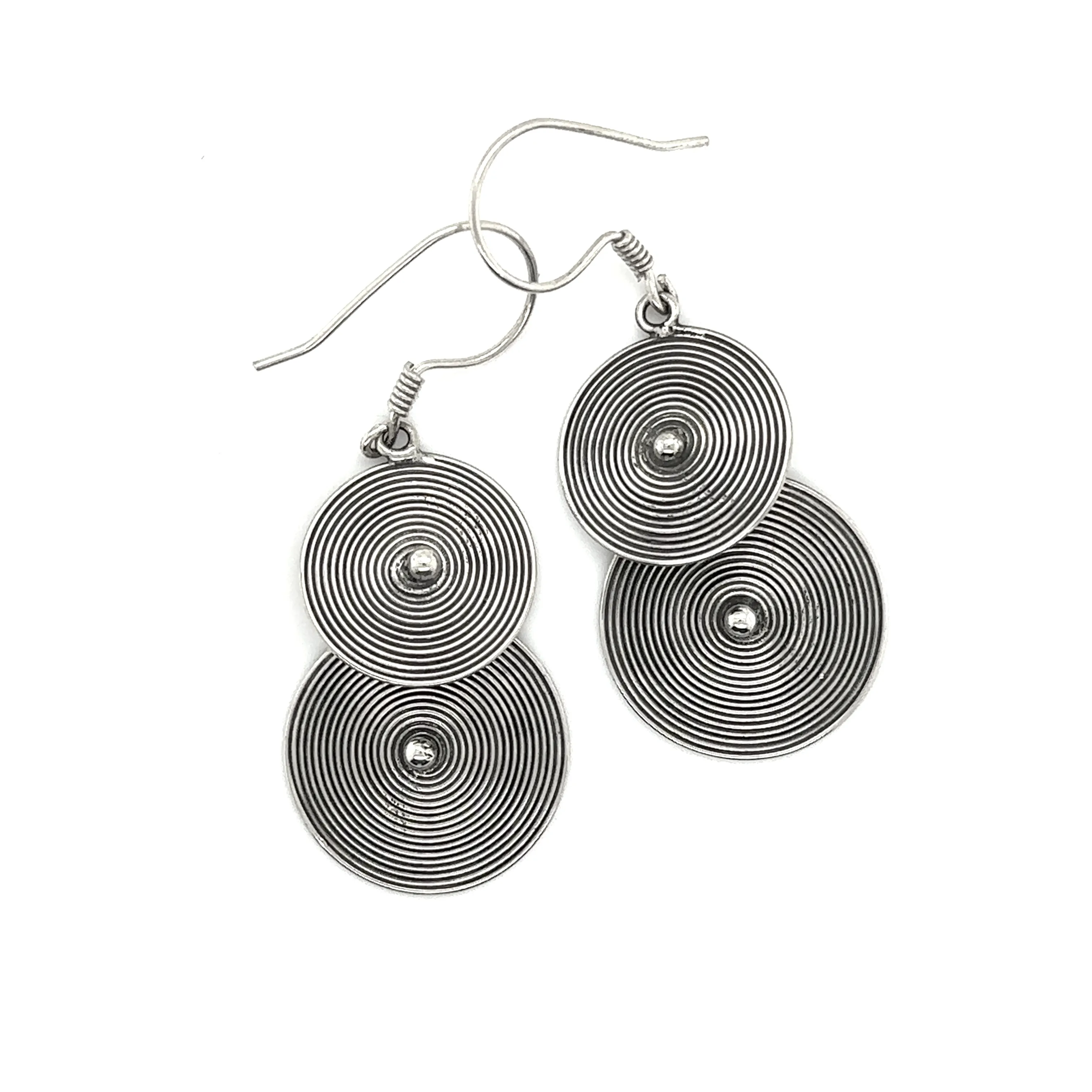 Bali Earrings with Two Spiral Disks