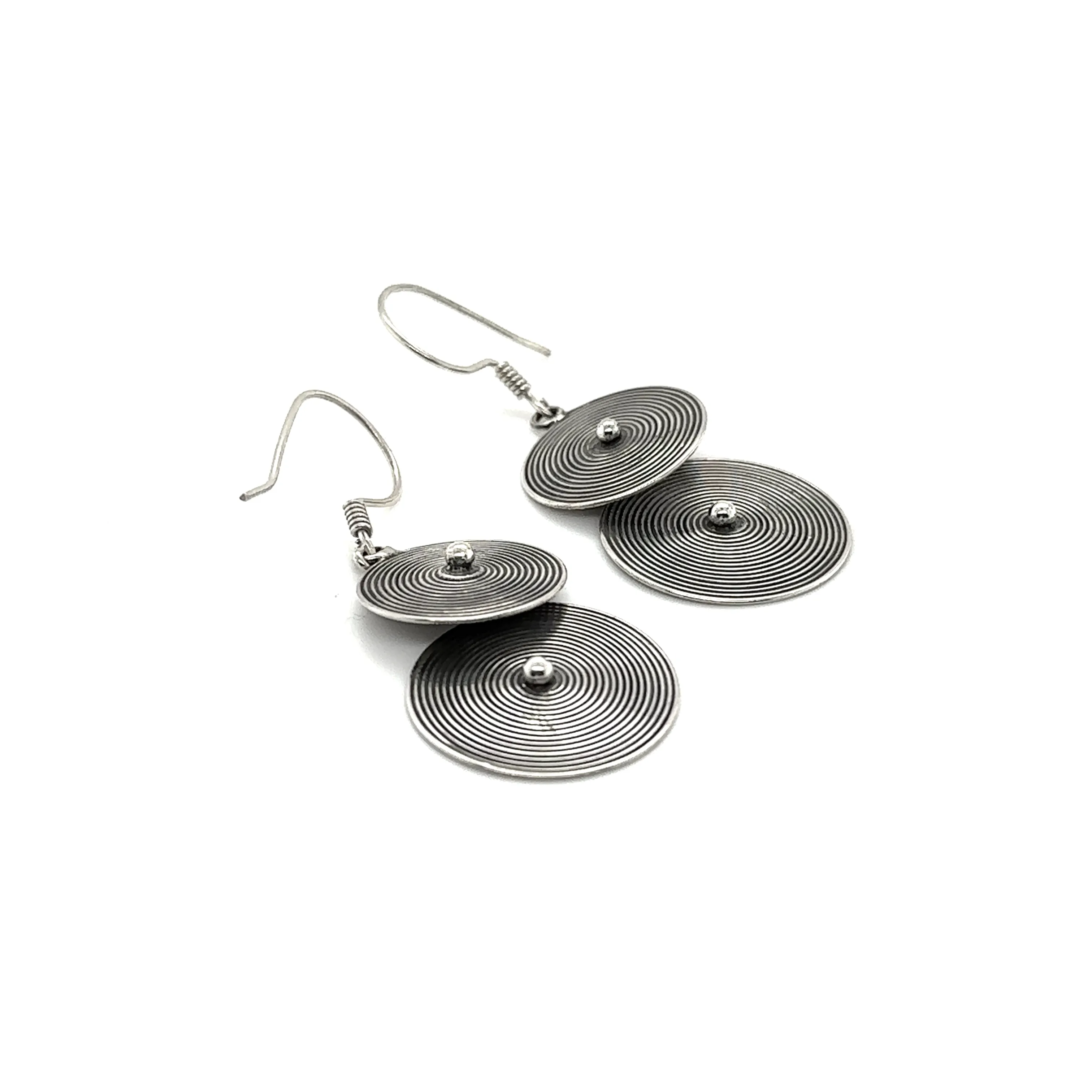 Bali Earrings with Two Spiral Disks