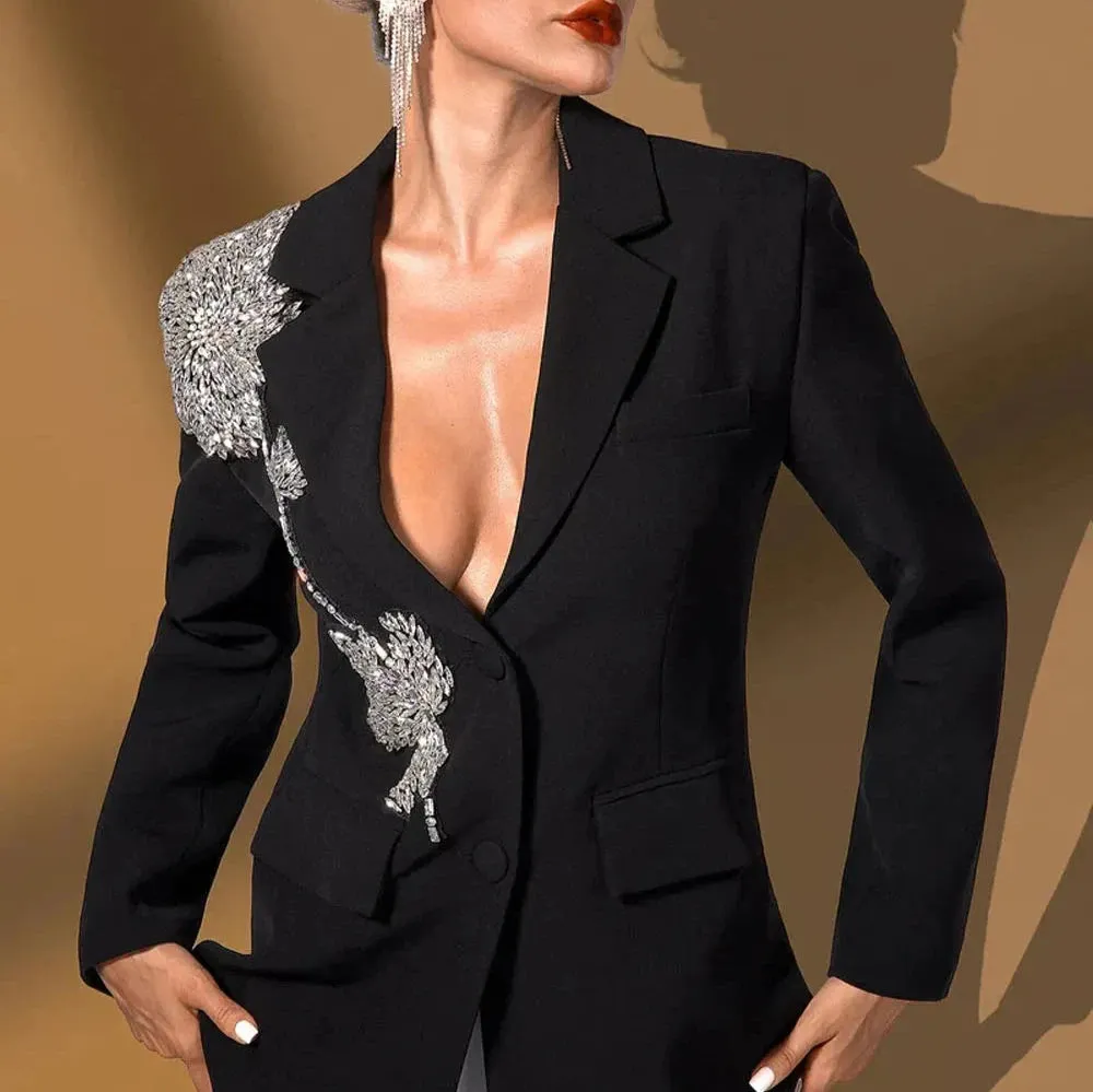 Barbella Embellished Patchwork Blazer