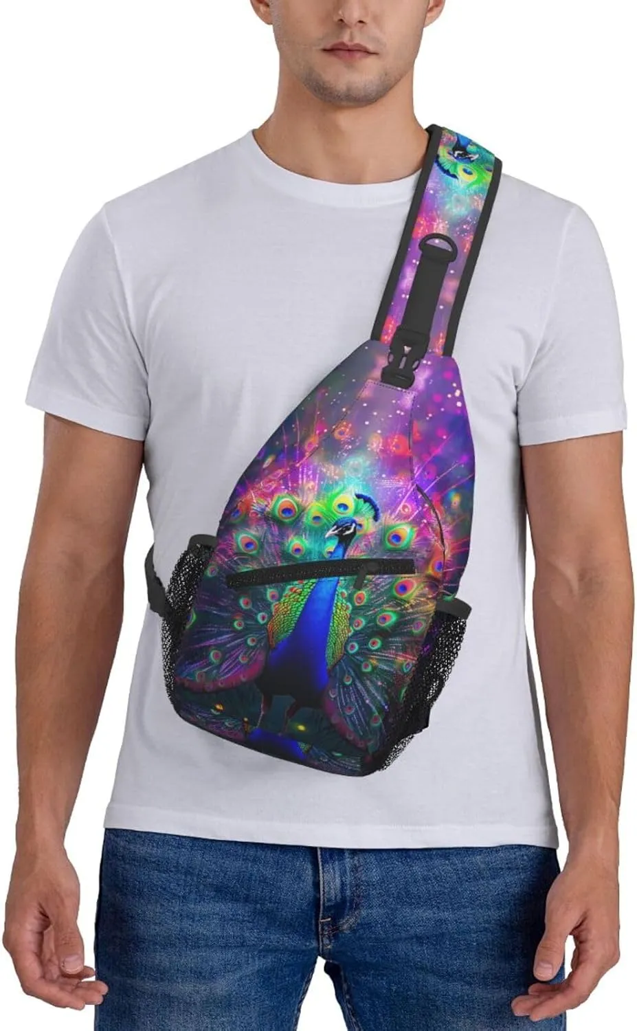 Beautiful Peacock Sling Bag For Women Men Fashion Backpack Crossbody Peacock Shoulder Bag Sling Backpack Chest Bag Travel Hiking Casual Sport Daypack