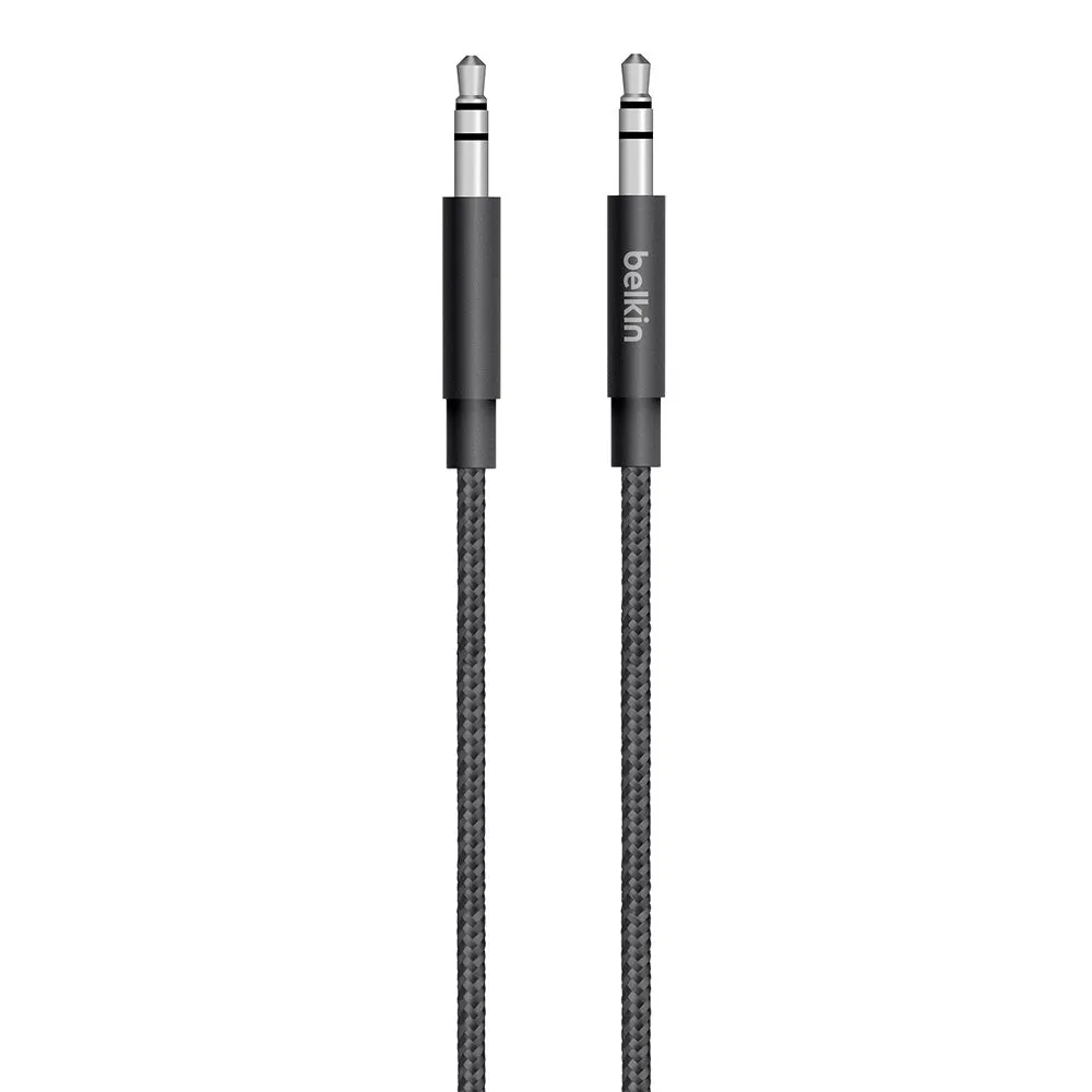 BELKIN MIXIT Metallic 3.5mm Aux Audio Cable 1.2 Meter Braided Nylon Jacket - Black