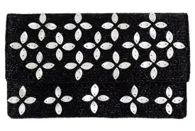 Black & White Shell Beaded Clutch