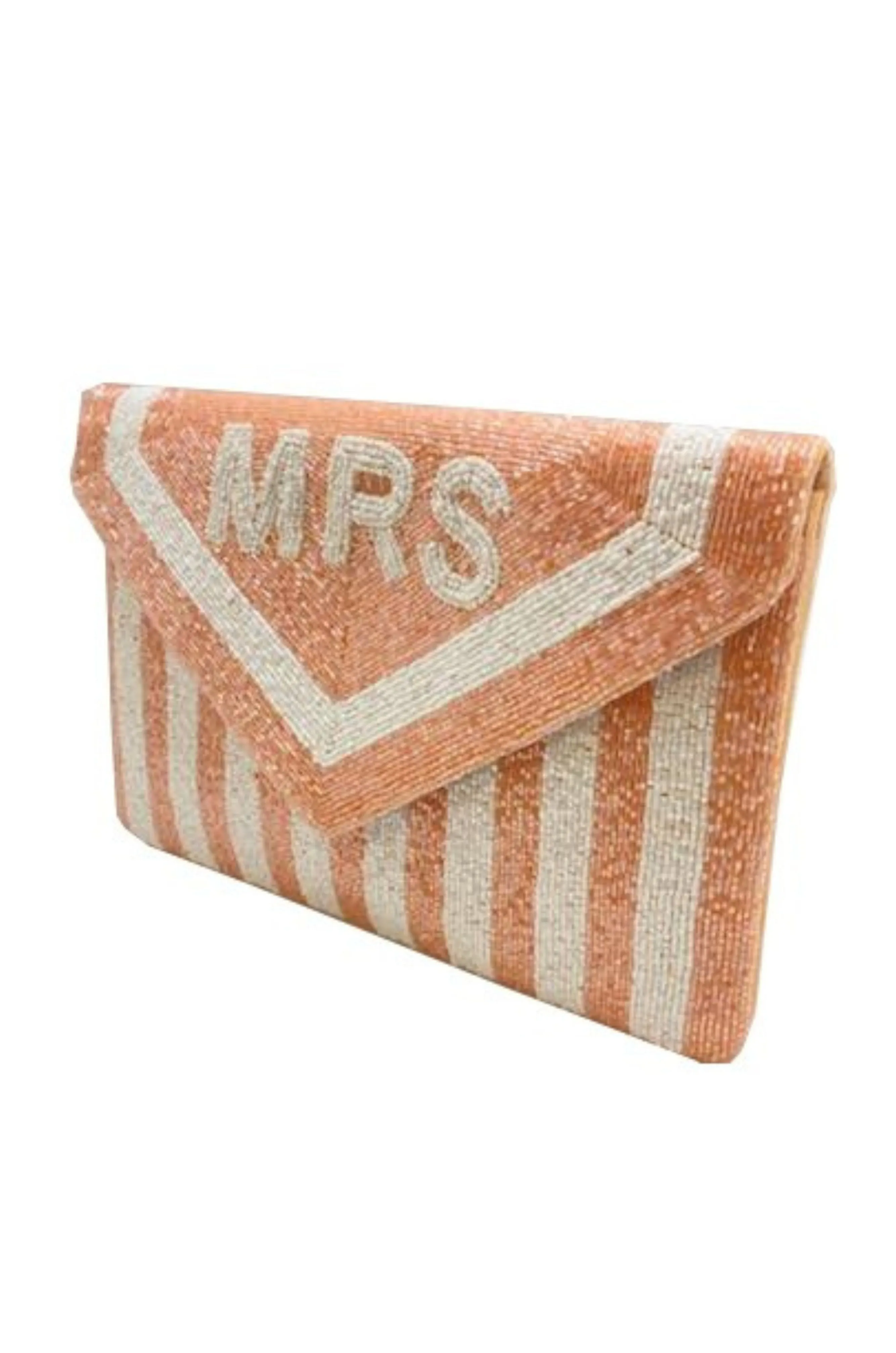 Blush Stripe MRS Beaded Clutch