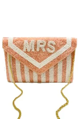 Blush Stripe MRS Beaded Clutch