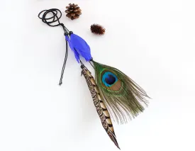 Bohemian Hair Accessories Peacock Blue Feather Hairwear