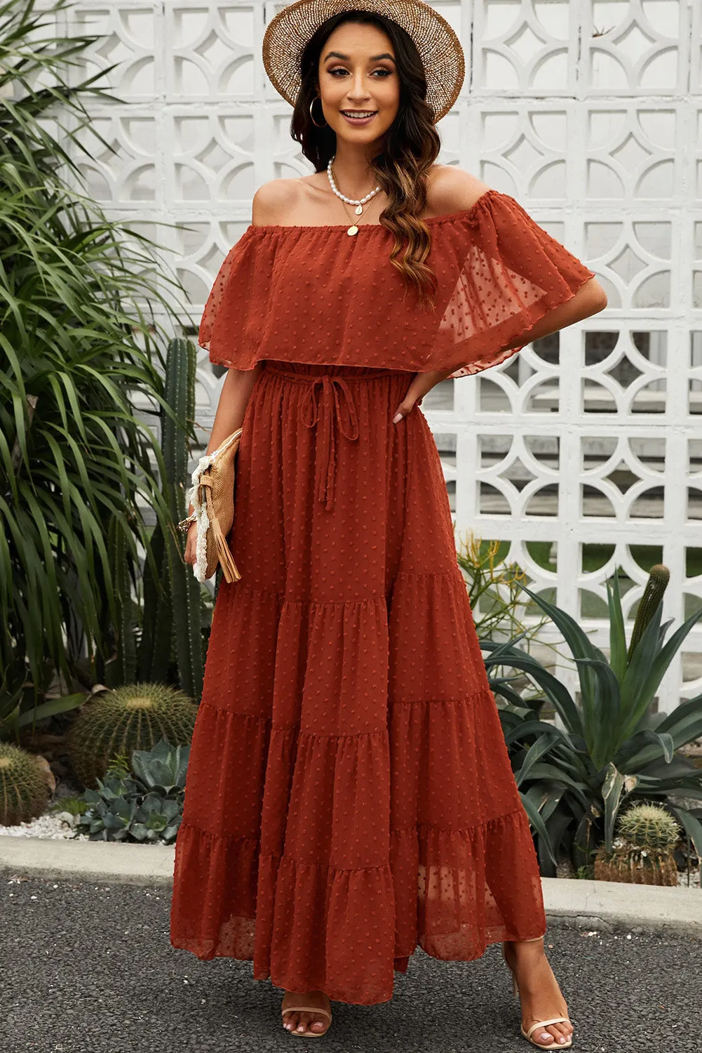 Boho Swiss Dot Tiered Maxi Dress