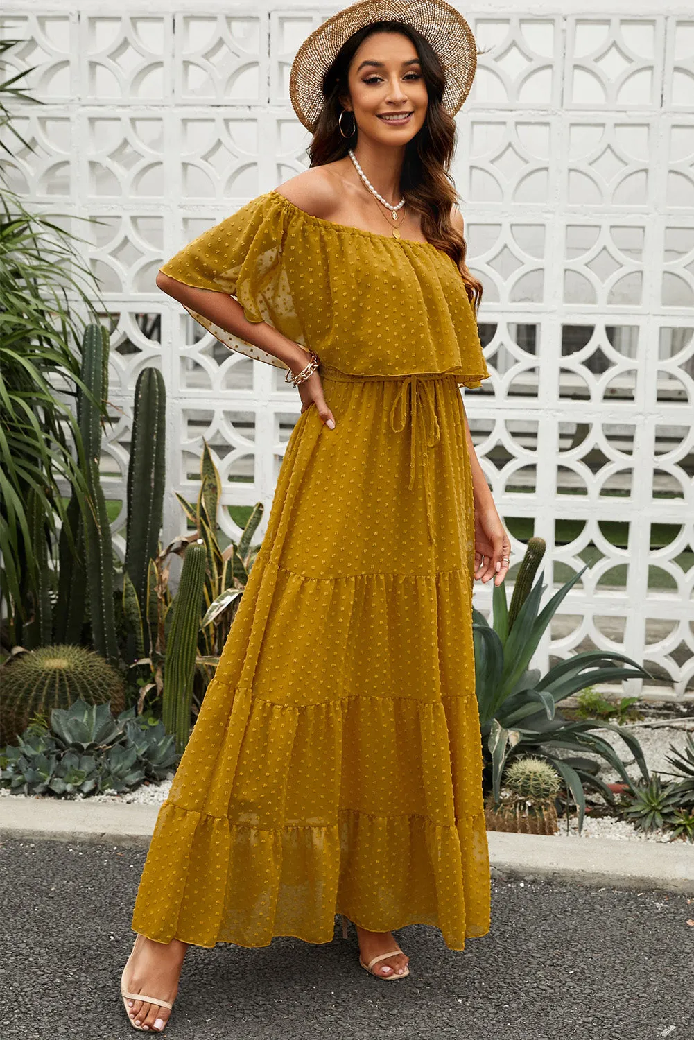 Boho Swiss Dot Tiered Maxi Dress