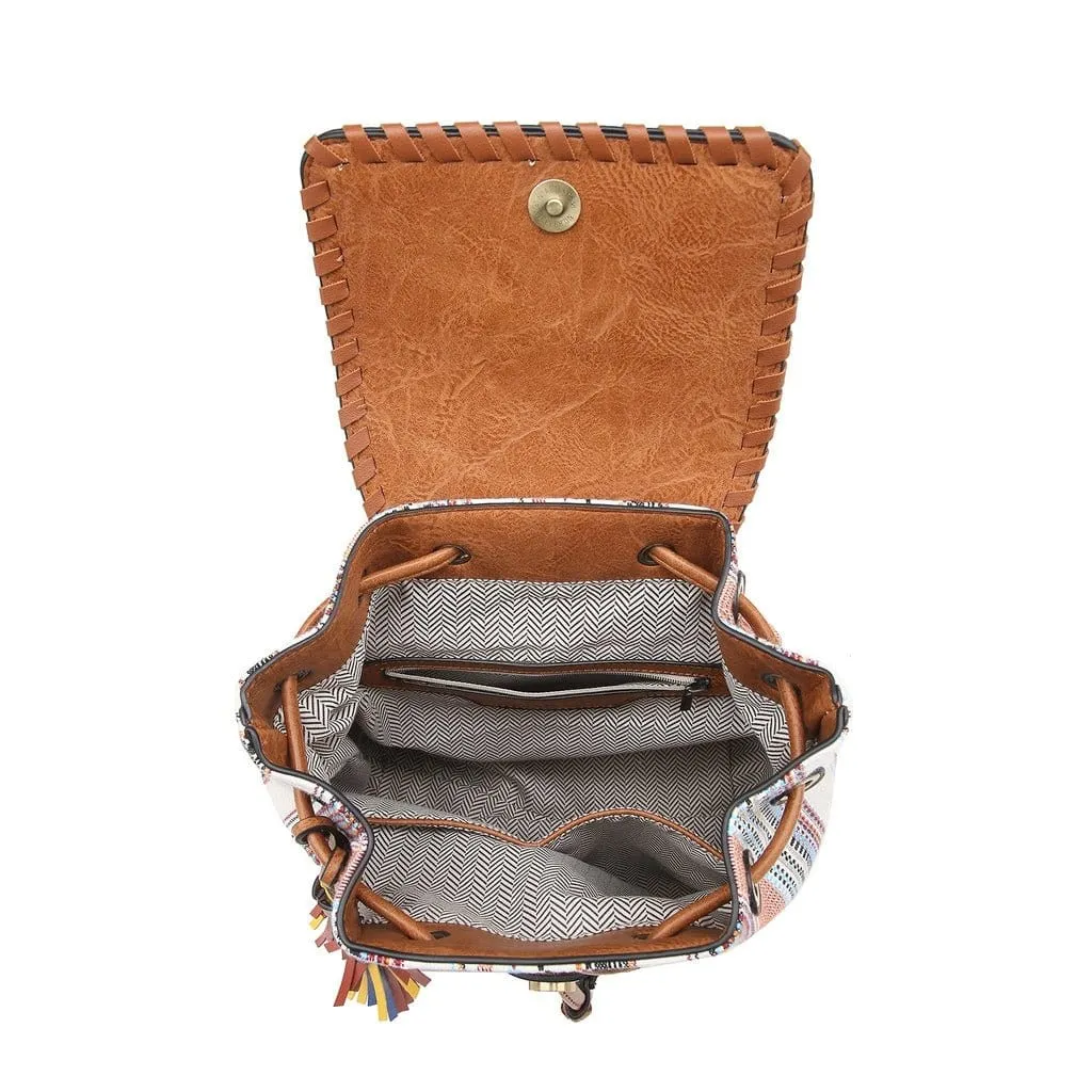 BP1987AZT Flap-Over Drawstring Backpack w/ Tassel