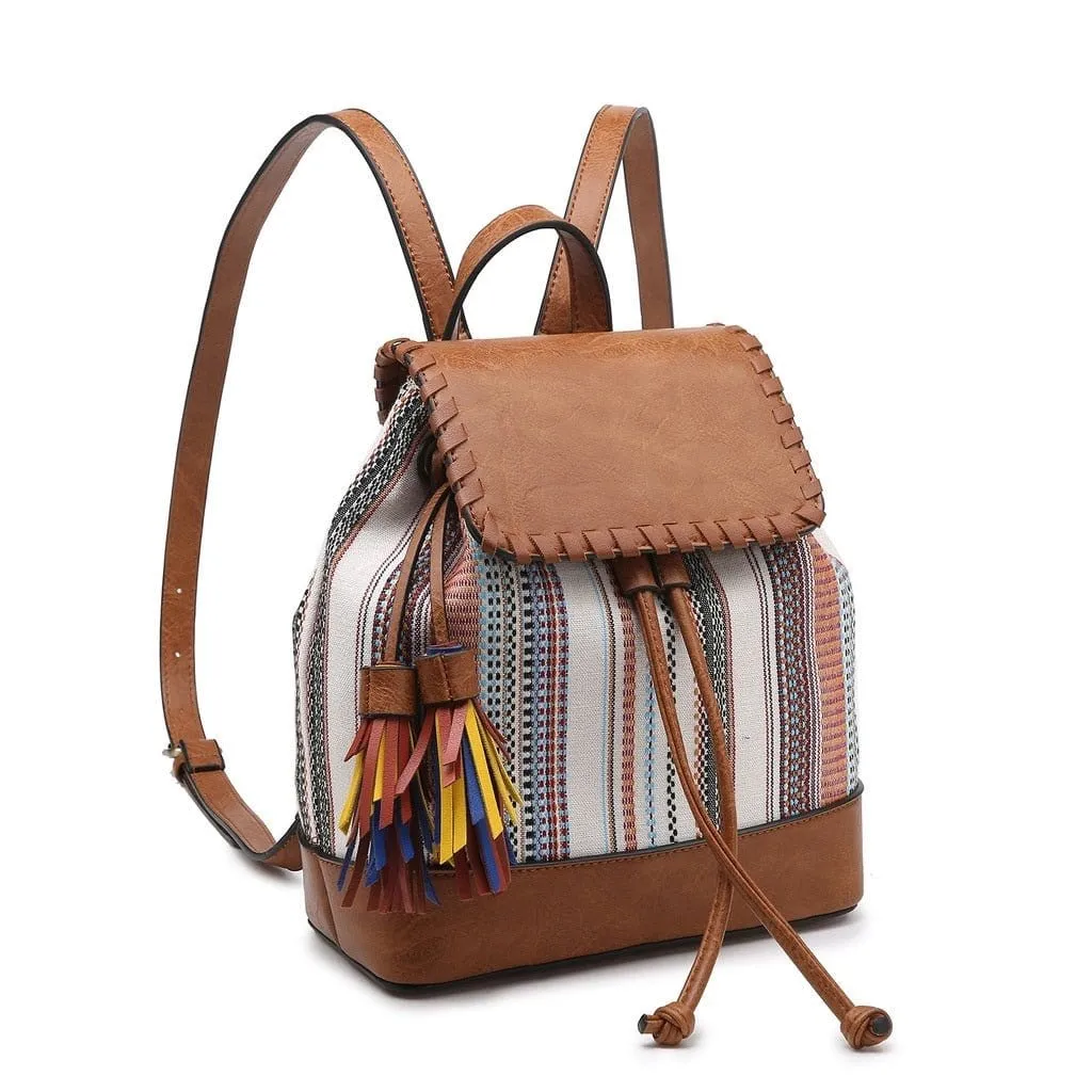 BP1987AZT Flap-Over Drawstring Backpack w/ Tassel