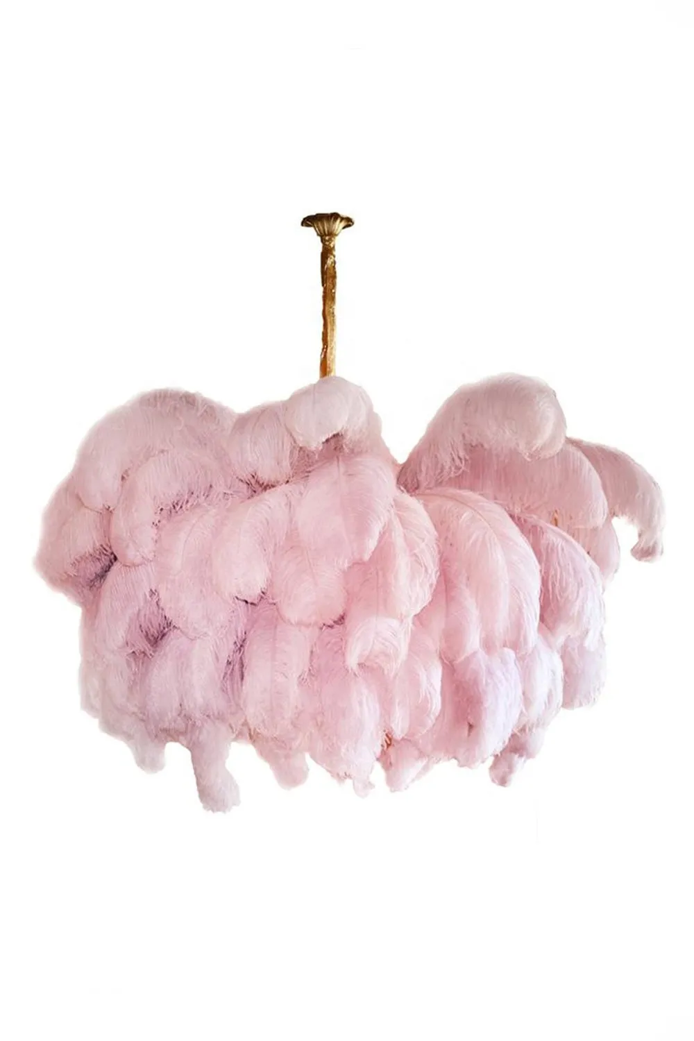 Brass Ostrich Feather Chandeliers