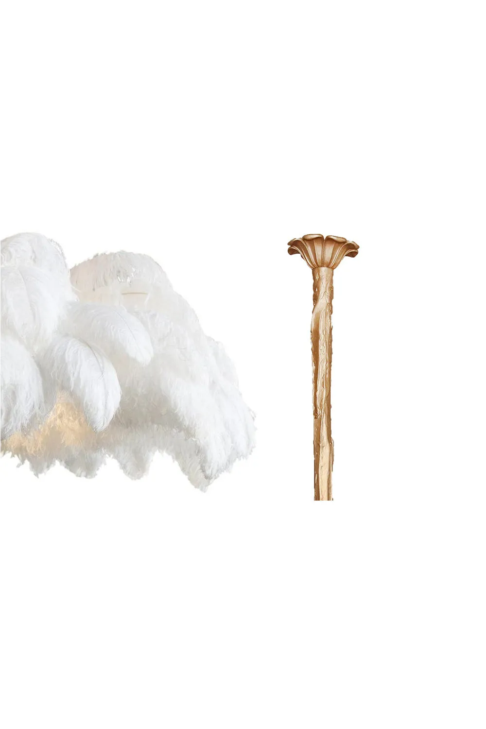 Brass Ostrich Feather Chandeliers