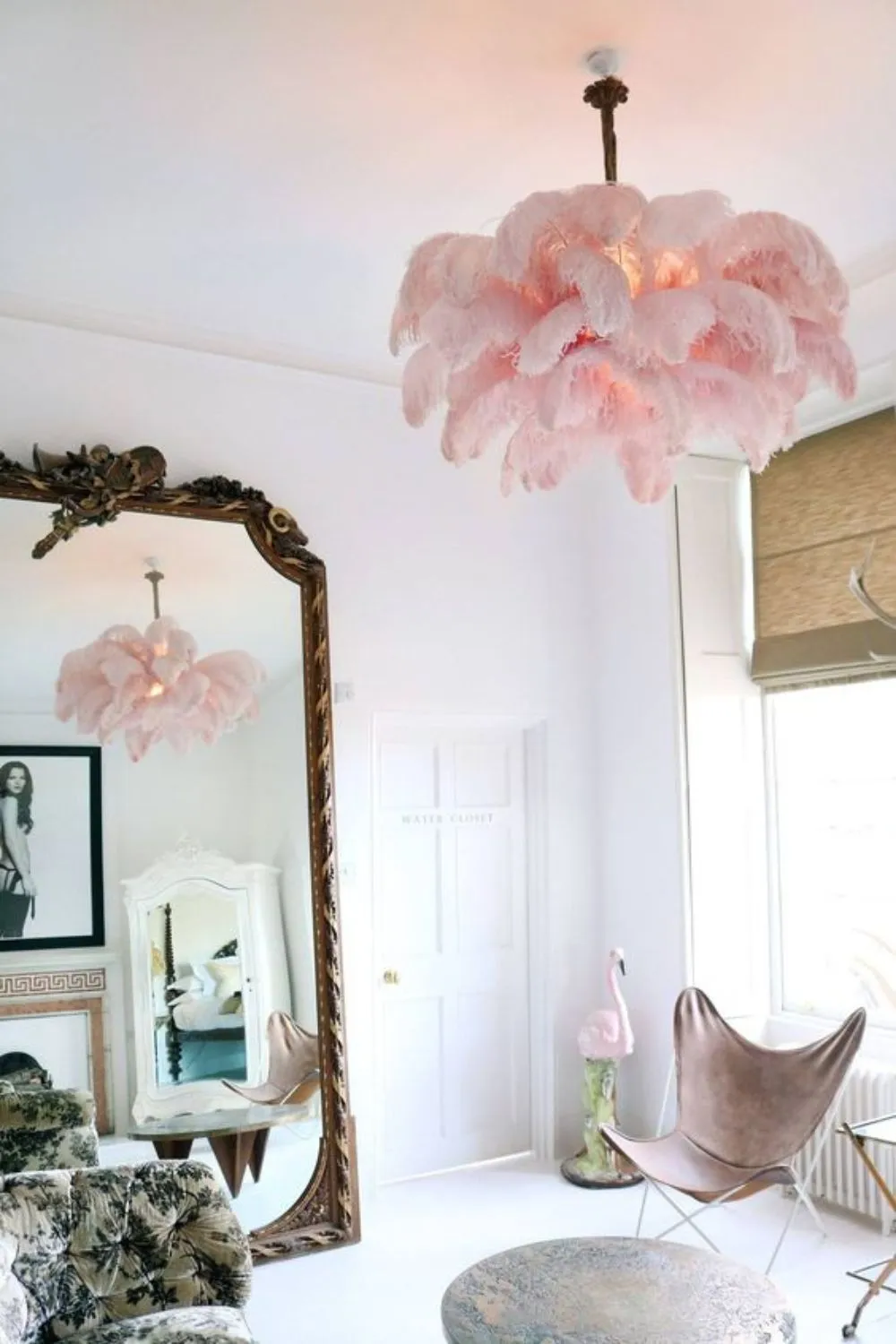 Brass Ostrich Feather Chandeliers