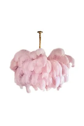 Brass Ostrich Feather Chandeliers