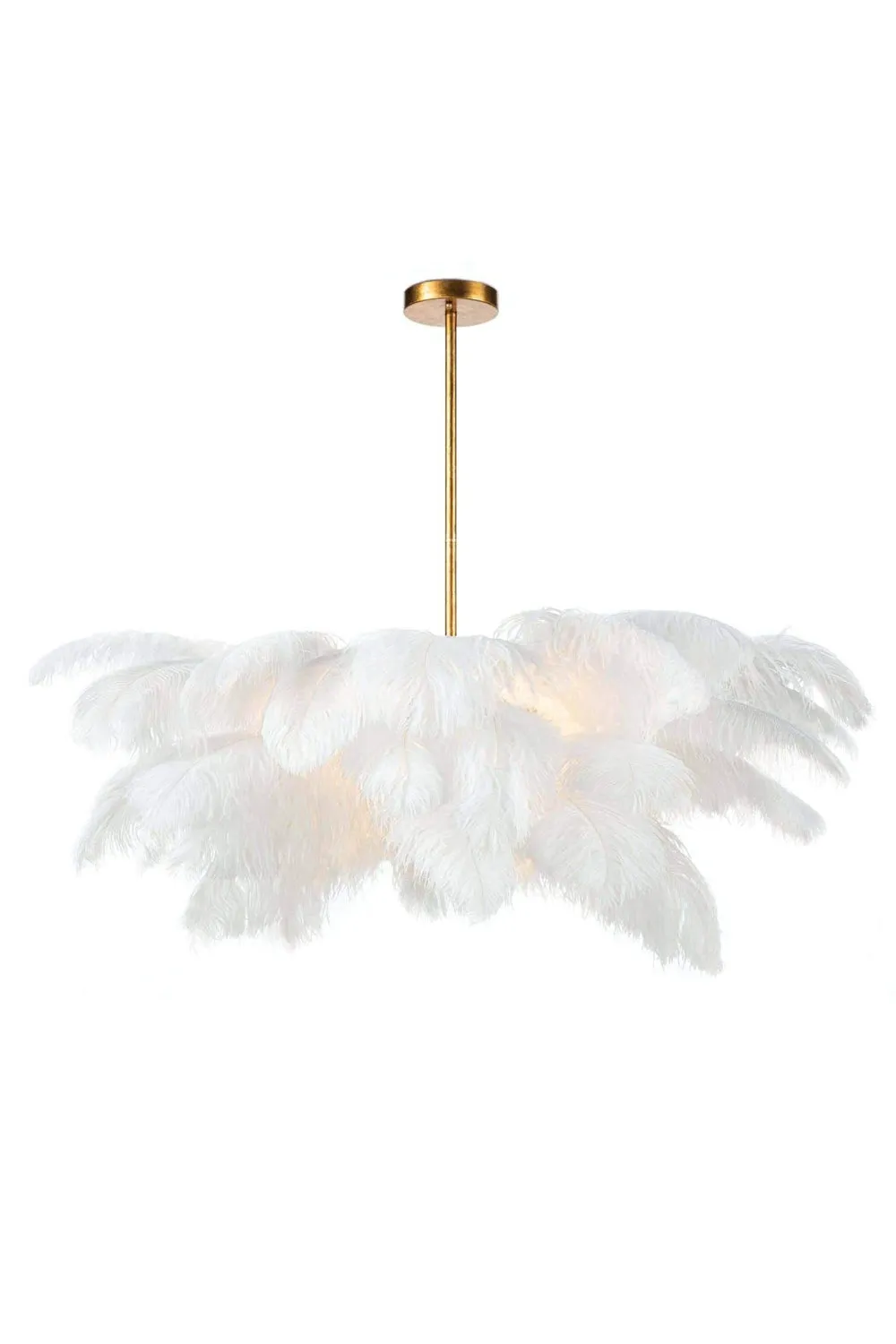 Brass Ostrich Feather Chandeliers
