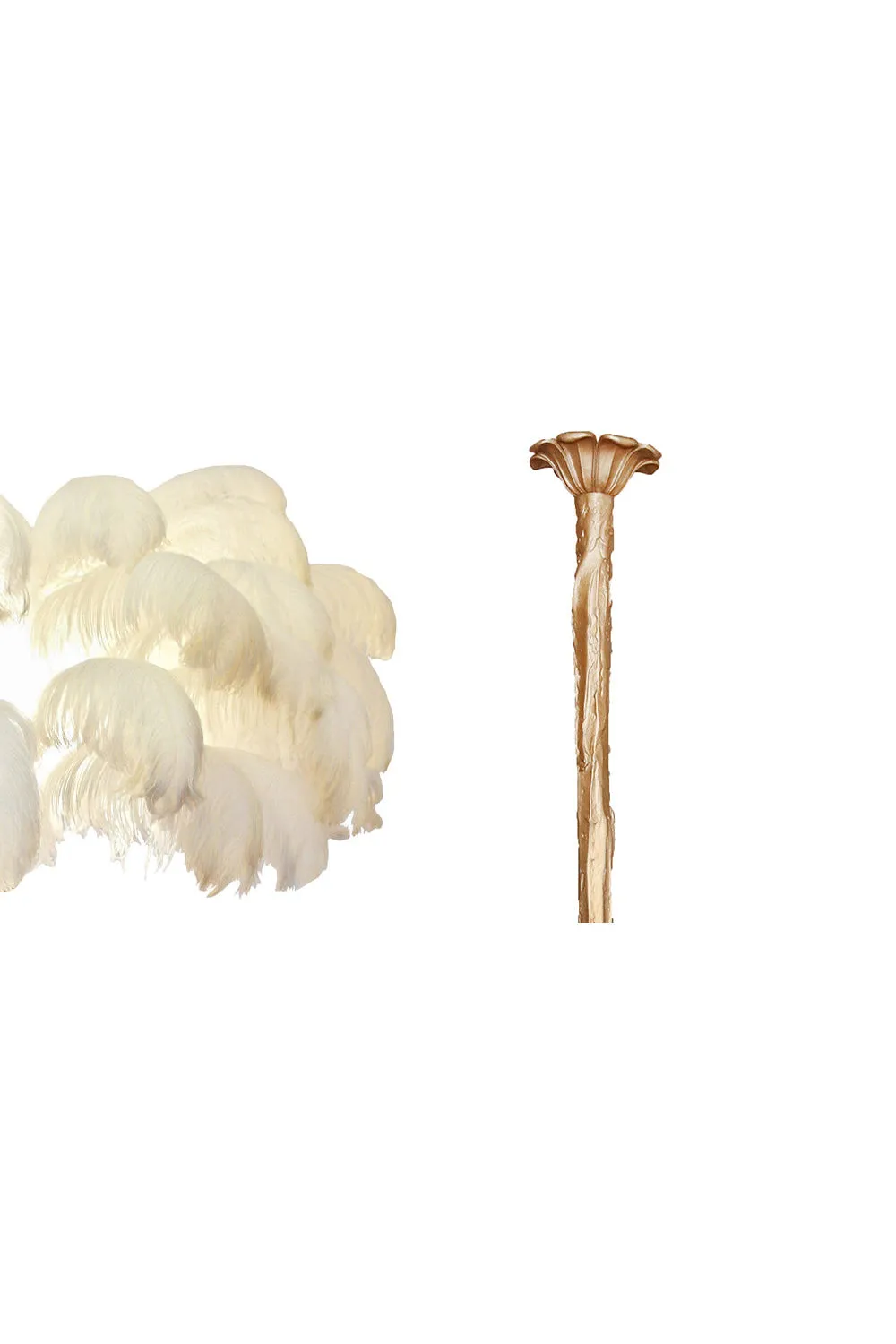Brass Ostrich Feather Chandeliers