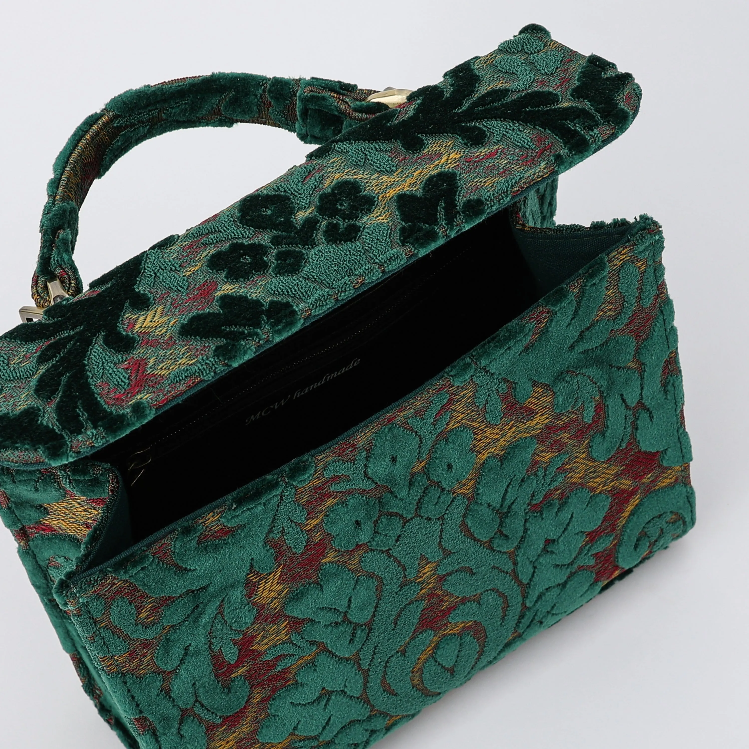 Burnout Velvet Jade Green Flap Satchel