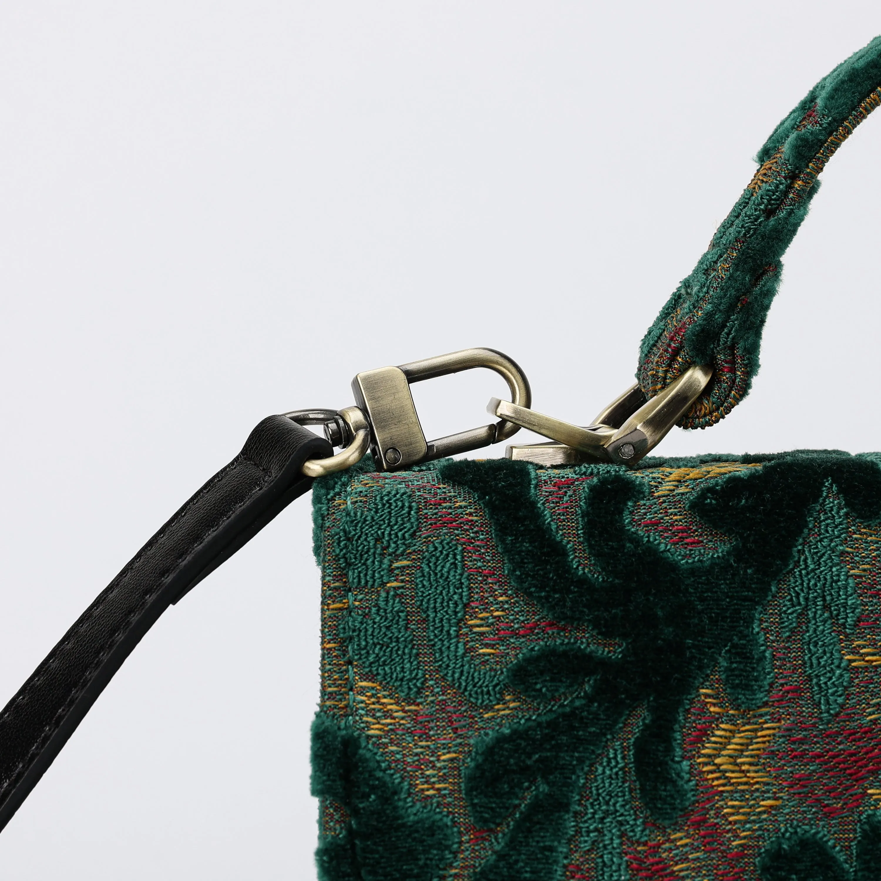 Burnout Velvet Jade Green Flap Satchel