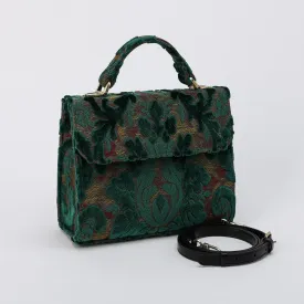 Burnout Velvet Jade Green Flap Satchel