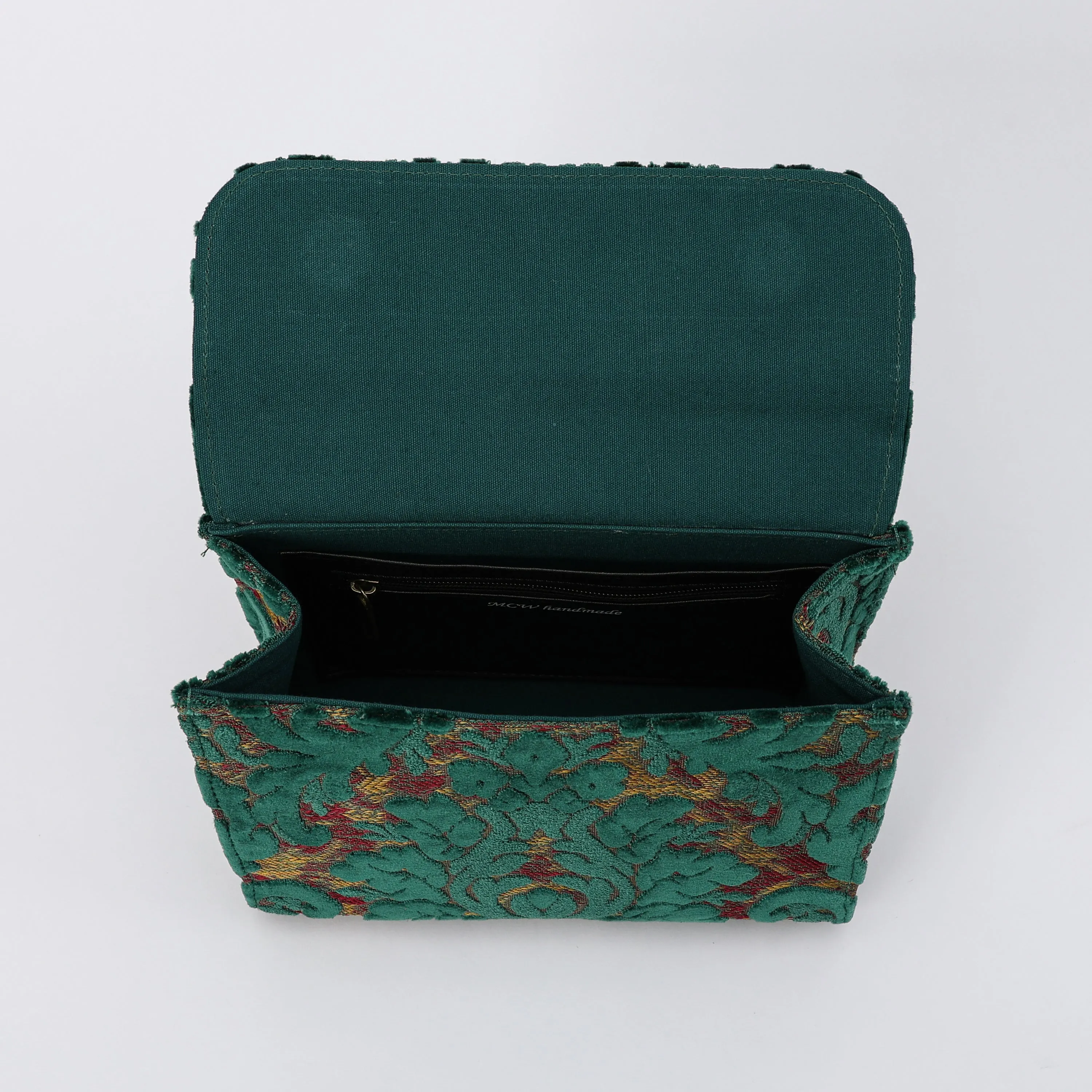 Burnout Velvet Jade Green Flap Satchel