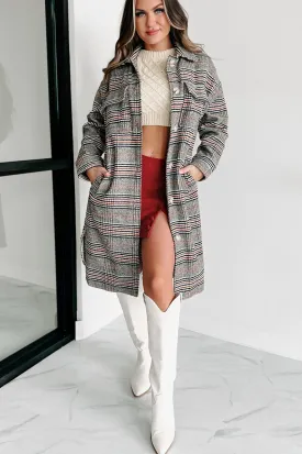 City Strolls Plaid Coat (Black/White/Orange)