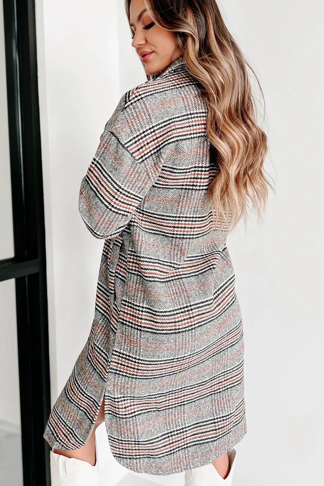 City Strolls Plaid Coat (Black/White/Orange)