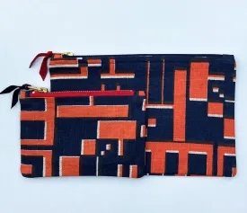Copy of Maze pouch: Navy and burnt pink