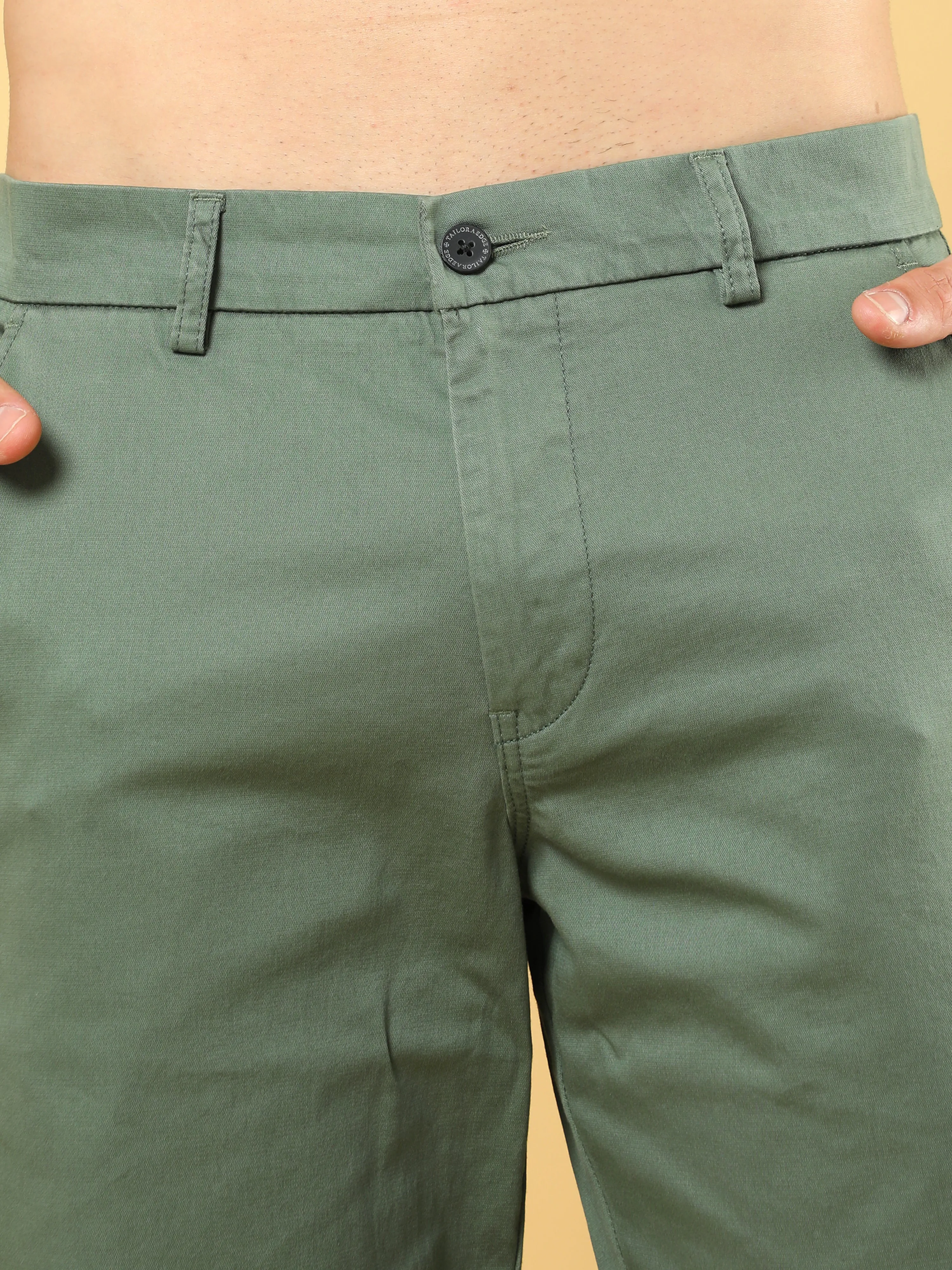 Cotton Dobby Baggy Fit Olive Trouser