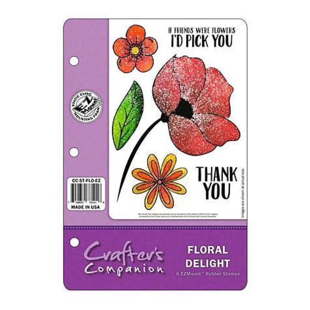 Crafter's Companion Ezmount Cling Set 5.5 Inch X8.5 Inch  Floral Delight*