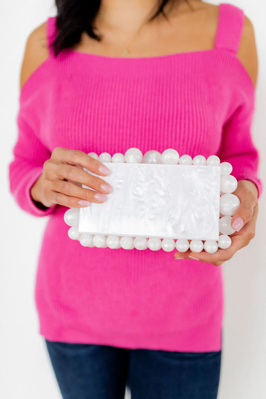 Daphne Clutch - Pearl White