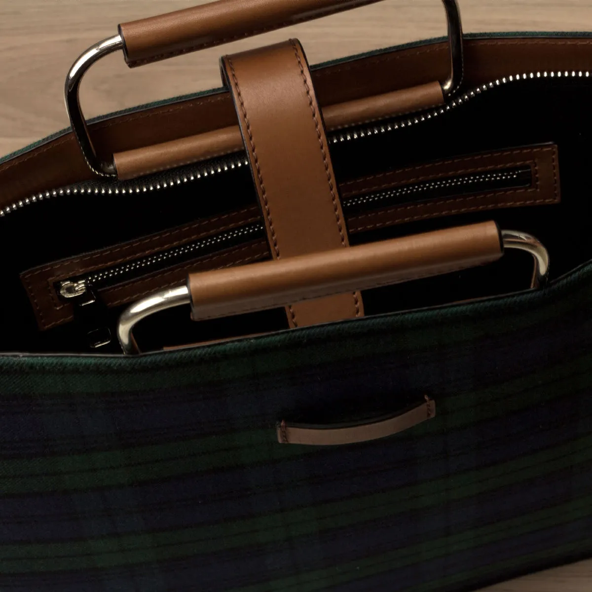 DapperFam Luxe Men's Satchel in Blackwatch Sartorial