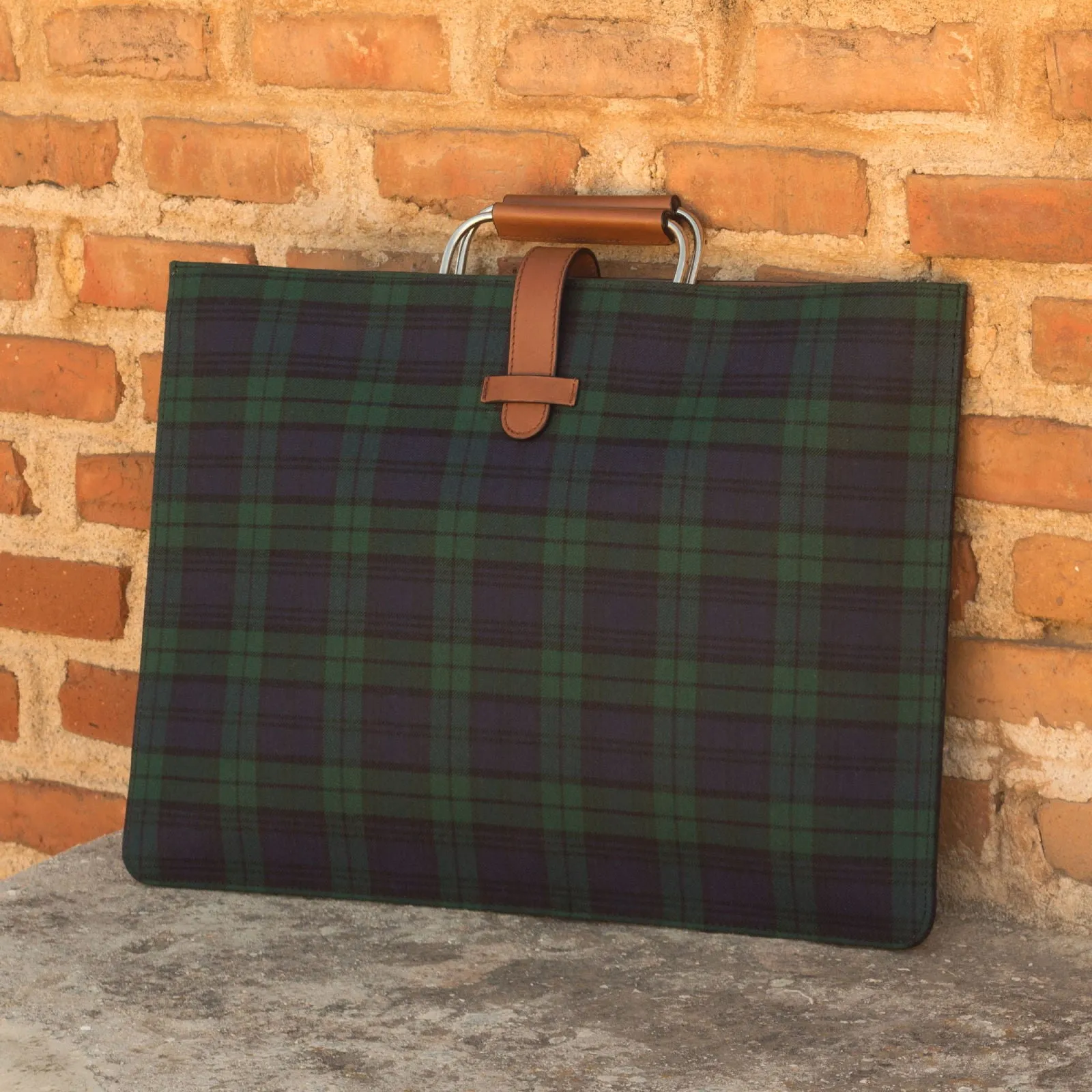 DapperFam Luxe Men's Satchel in Blackwatch Sartorial