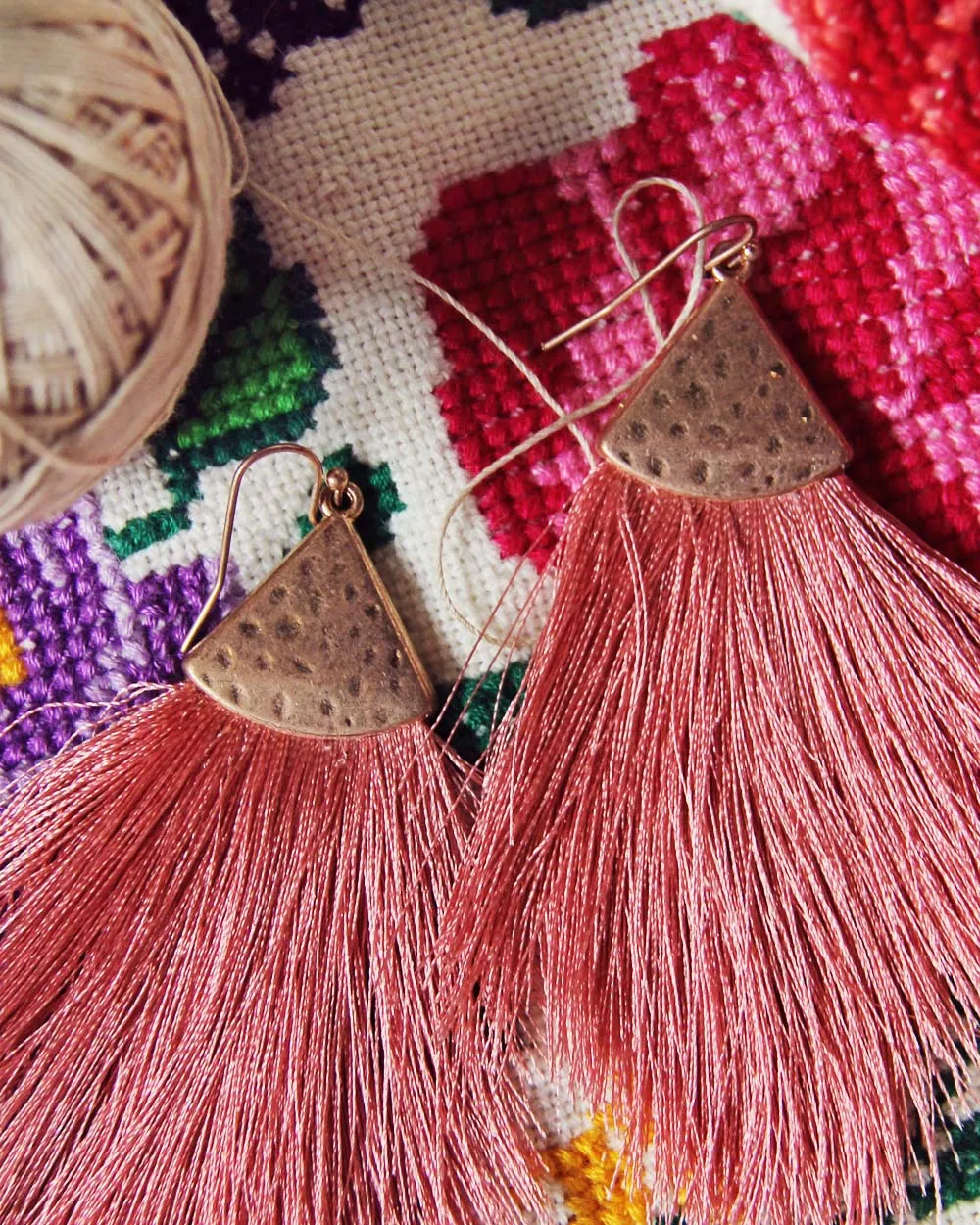 Desert Fringe Earrings in Pink