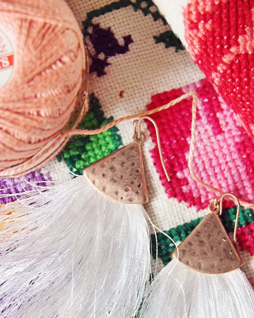 Desert Fringe Earrings in White