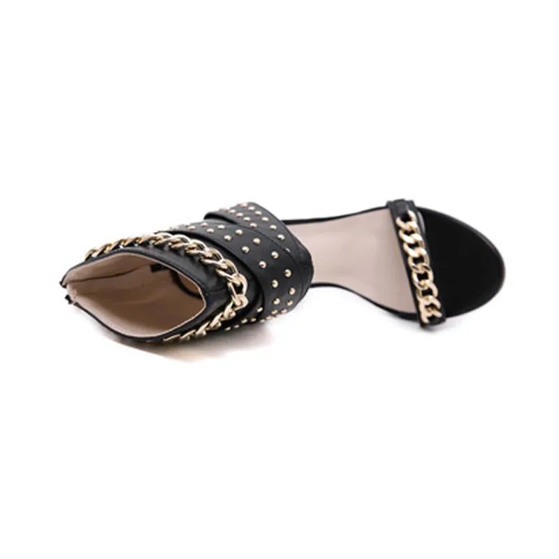 Edgy Black Heeled Sandal