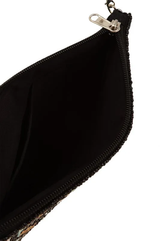 Evil Eye Beaded Clutch Crossbody Bag
